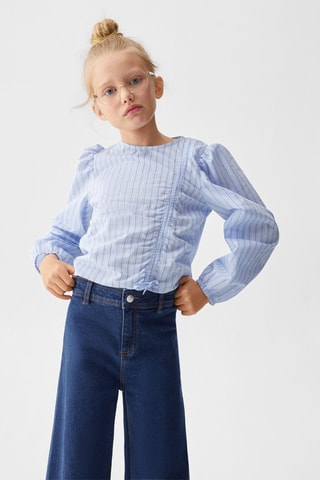 Blouse à rayures et noeud - Bleu