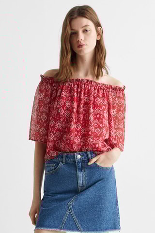 Blouse épaules découvertes - Rouge