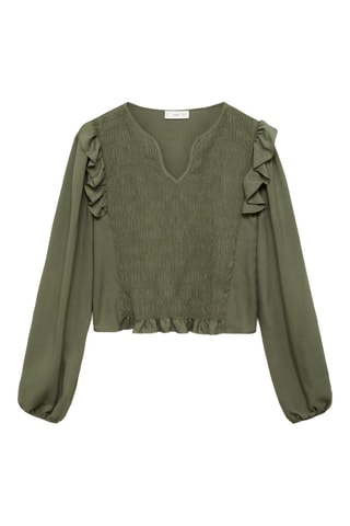 Blouse froncée volants - Kaki