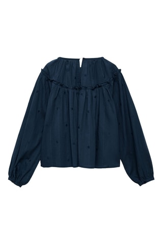 Blouse à pois brodés - Bleu marine