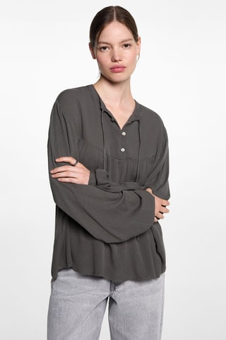 Blouse fluide col noué - Vert