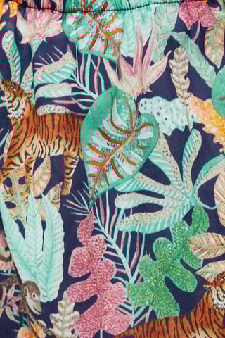 Blouse en imprimé tropical - Bleu marine