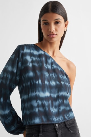 Blouse asymétrique imprimée - Bleu