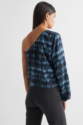 Blouse asymétrique imprimée - Bleu