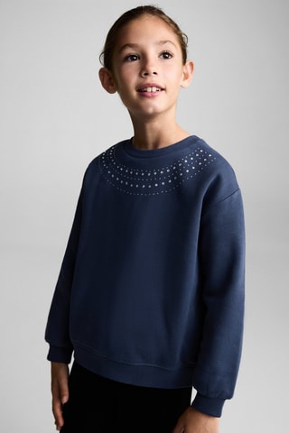 Sweat-shirt perlé - Bleu marine