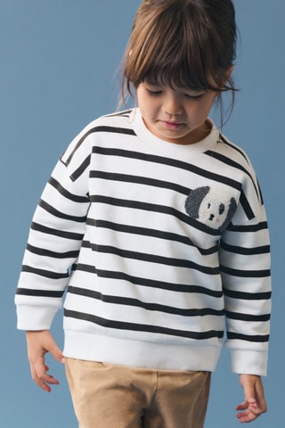 Sweat-shirt imprimé rayures - Blanc cassé