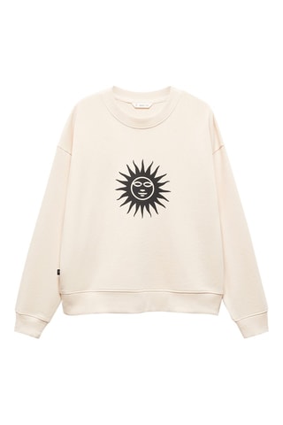 Sweat-shirt coton imprimé - Blanc cassé