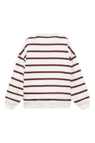 Sweat-shirt brodé rayures - Blanc cassé