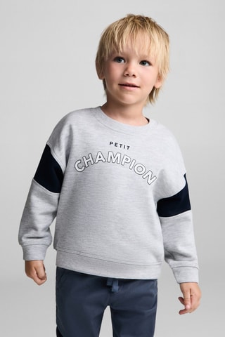 Sweat-shirt imprimé message - Gris chiné