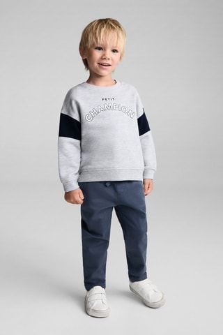 Sweat-shirt imprimé message - Gris chiné