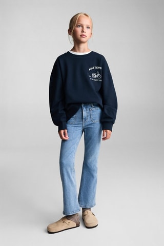 Sweat-shirt imprimé broderie - Bleu marine