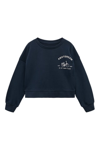 Sweat-shirt imprimé broderie - Bleu marine