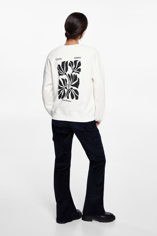 Sweat-shirt coton imprimé - Blanc cassé