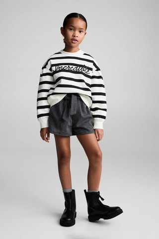 Sweat-shirt rayures détail brodé - Blanc cassé