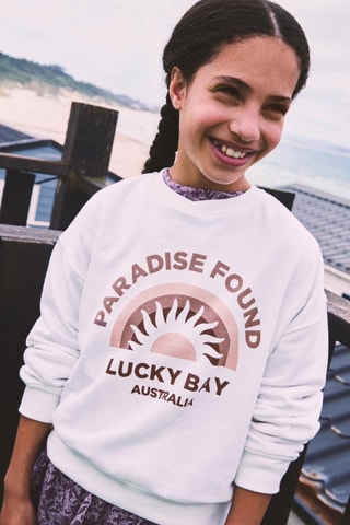 Sweat-shirt imprimé surf - Blanc cassé