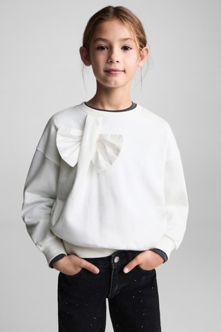 Sweat-shirt détail noeud - Blanc cassé