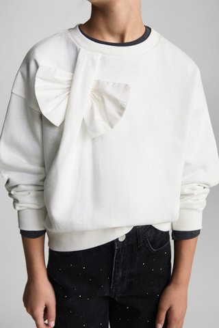 Sweat-shirt détail noeud - Blanc cassé