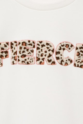 Sweat-shirt coton détails brodés - Blanc cassé