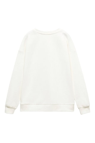 Sweat-shirt message coton - Blanc cassé