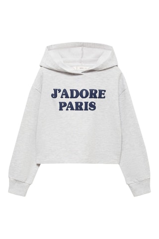 Sweat-shirt imprimé capuche - Gris clair