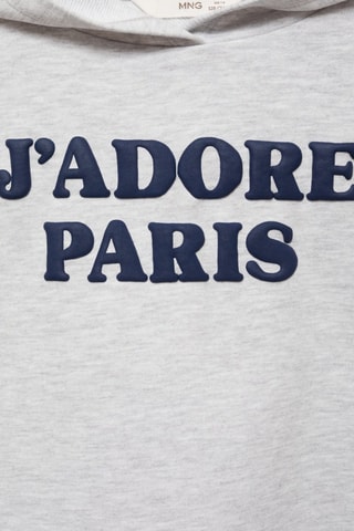 Sweat-shirt imprimé capuche - Gris clair