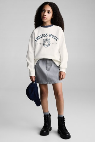 Sweat-shirt coton imprimé - Blanc cassé