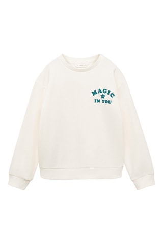 Sweat-shirt coton imprimé - Blanc cassé