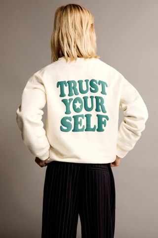 Sweat-shirt coton imprimé - Blanc cassé