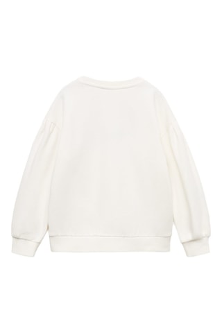 Sweat-shirt coton détails brodés - Blanc cassé