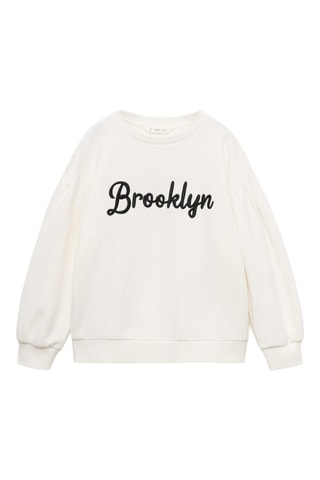 Sweat-shirt coton détails brodés - Blanc cassé