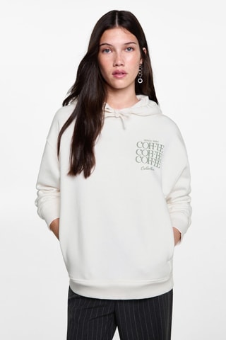 Sweater à capuche coton - Blanc cassé