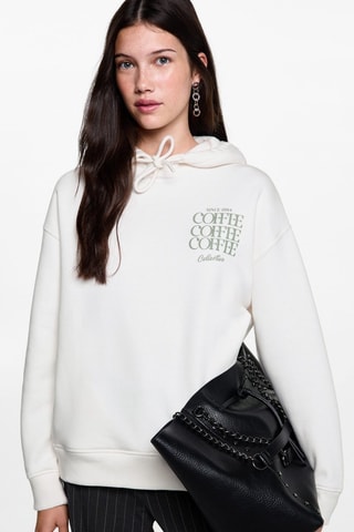 Sweater à capuche coton - Blanc cassé