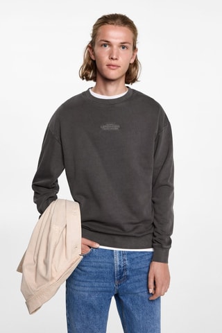 Sweat-shirt coton détails brodés - Anthracite
