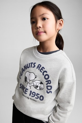 Sweat-shirt imprimé Snoopy - Gris clair chiné