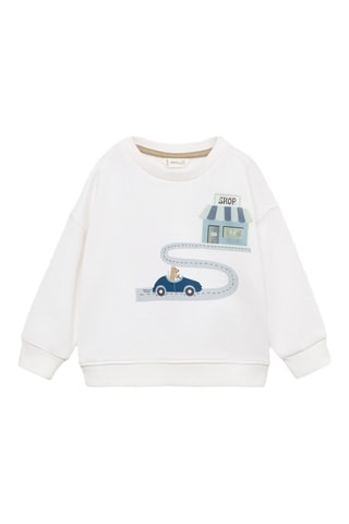 Sweat-shirt coton imprimé - Blanc cassé