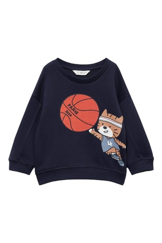 Sweat-shirt coton imprimé - Bleu marine