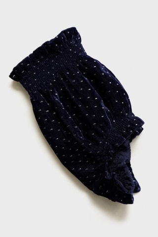 Short velours à pois - Bleu marine