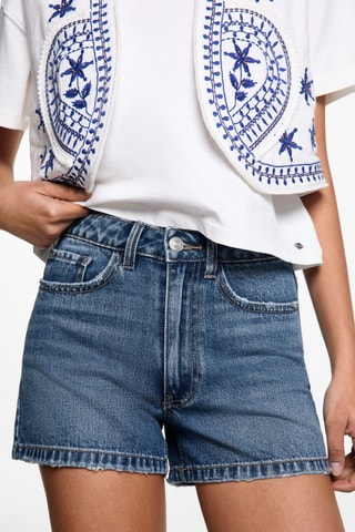 Short en jean droit - Bleu marine