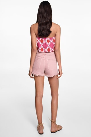 Short denim avec bas effiloché - Rose