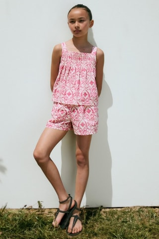 Short coton imprimé - Fuchsia