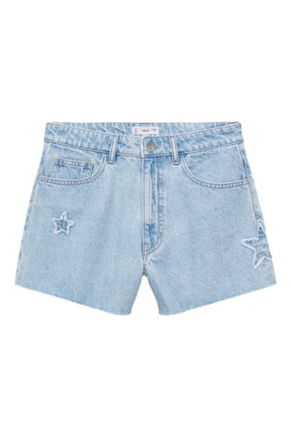 Short en jean étoiles - Bleu clair