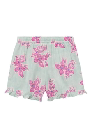 Short coton fleurs - Turquoise
