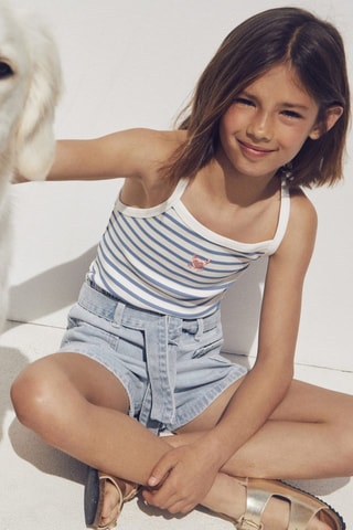 Short paperbag ceinture - Bleu clair