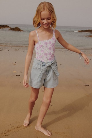 Short paperbag ceinture - Bleu clair