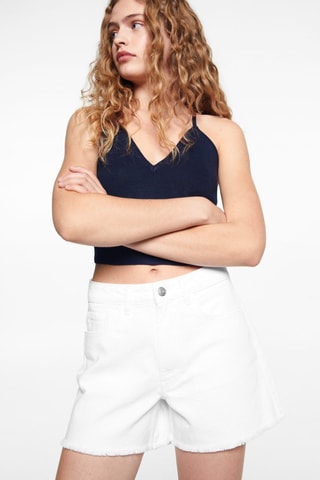 Short jean taille normale - Blanc cassé