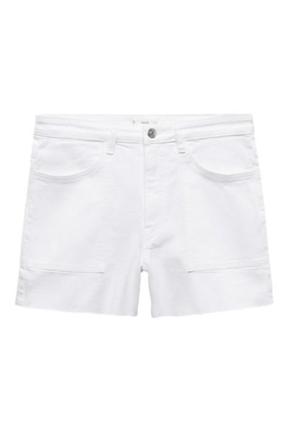 Short jean taille normale - Blanc cassé