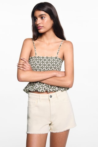 Short coton effiloché - Beige