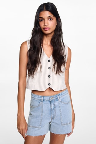 Short jean taille normale - Bleu