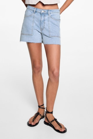 Short jean taille normale - Bleu