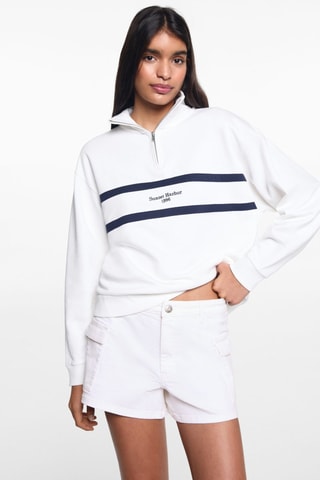 Short cargo coton - Blanc cassé